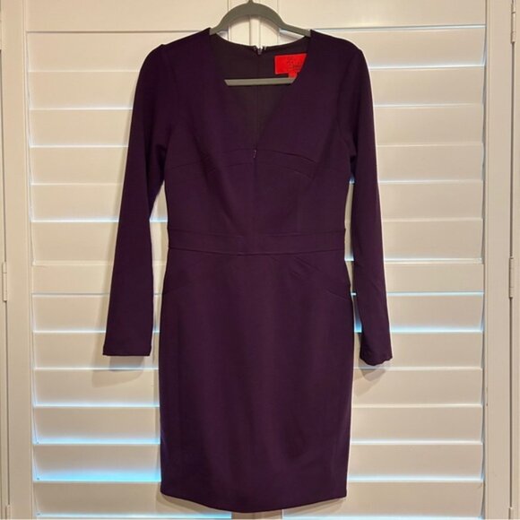 Le Spoke Zac Posen New York Shift Dress with Zipper Detail Purple Size 4 - Picture 1 of 5